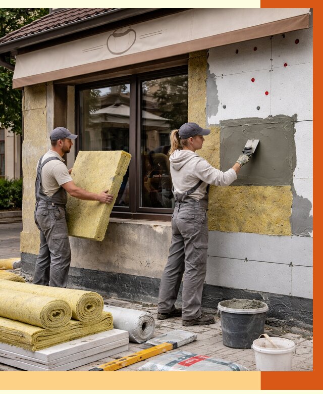Утепление кафе в Изобильном от 4363 руб/м2 — комплексно под ключ | ТепломастерЗбл
